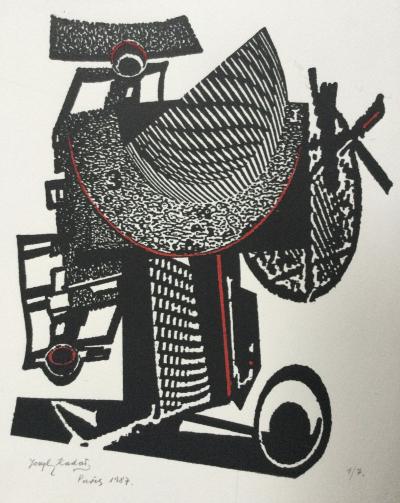 Joseph KADAR - Composition , 1987 - Lithographie réhaussée signée 2