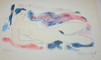 Alain BONNEFOIT - Femme nue, 1989 - Lithographie originale signée au crayon 2