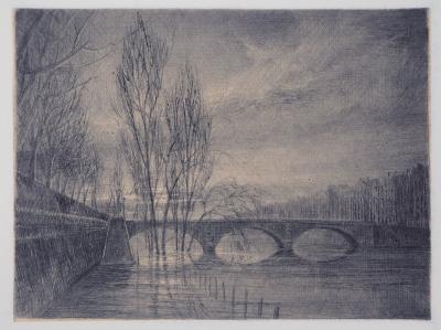 Jean Michel MATHIEUX-MARIE: Pont Louis-Philippe, Paris - Gravure originale signée au crayon 2
