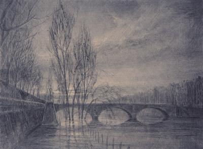 Jean Michel MATHIEUX-MARIE: Pont Louis-Philippe, Paris - Gravure originale signée au crayon 2