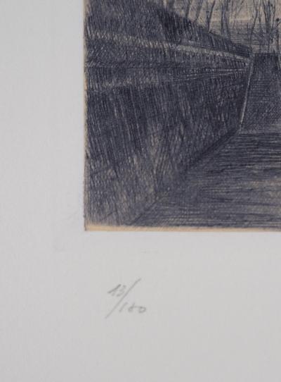 Jean Michel MATHIEUX-MARIE: Pont Louis-Philippe, Paris - Gravure originale signée au crayon 2