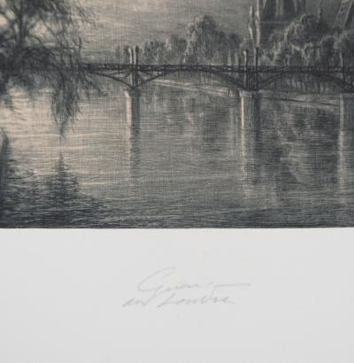 Jean Michel MATHIEUX-MARIE: Quai du Louvre, Paris - Gravure originale signée au crayon 2