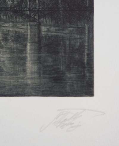 Jean Michel MATHIEUX-MARIE: Quai du Louvre, Paris - Gravure originale signée au crayon 2