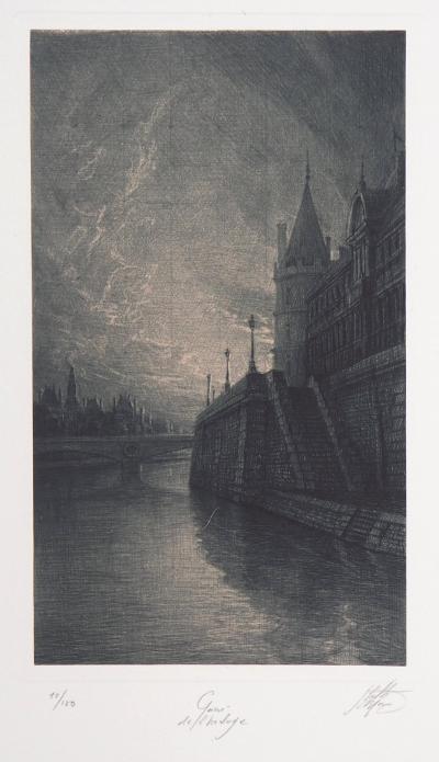 Jean Michel MATHIEUX-MARIE: Quai de l’horloge, Paris - Gravure originale signée au crayon 2