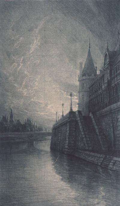 Jean Michel MATHIEUX-MARIE: Quai de l’horloge, Paris - Gravure originale signée au crayon 2