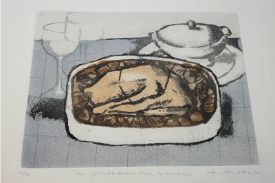 Annapia ANTONINI - Le guinea fowl with chestnuts, 1964 - Original lithograph signed in pencil 2