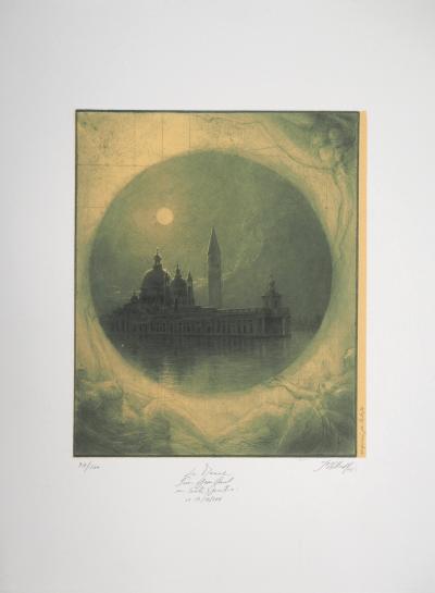 Jean Michel MATHIEUX-MARIE: Venise : San Giorgio et la campanile - Gravure originale signée au crayon 2