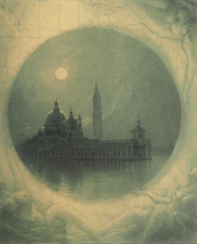 Jean Michel MATHIEUX-MARIE: Venise : San Giorgio et la campanile - Gravure originale signée au crayon 2