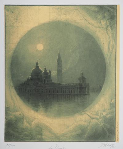 Jean Michel MATHIEUX-MARIE: Venise : San Giorgio et la campanile - Gravure originale signée au crayon 2