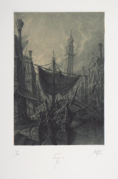 Jean Michel MATHIEUX-MARIE: Venise, la ville sur l’eau - Gravure originale signée au crayon 2