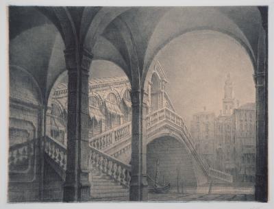 Jean Michel MATHIEUX-MARIE: Venise, Pont du Rialto - Gravure originale signée au crayon 2