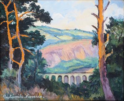 Paul-Émile PISSARRO - Pont en Normandie: Hommage à Cézanne - Huile sur toile signée 2