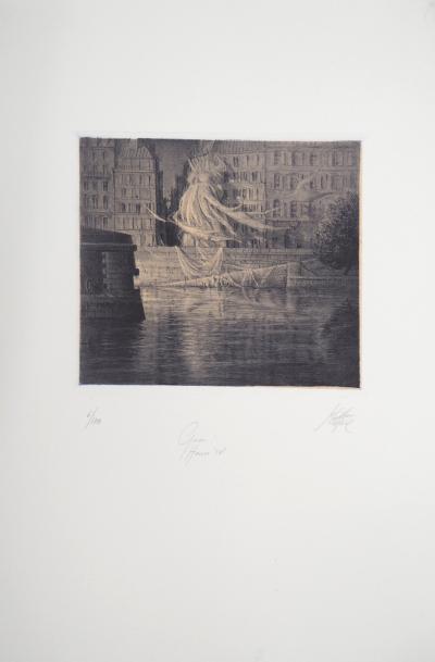 Jean Michel MATHIEUX-MARIE: Quai Henri IV, Paris - Gravure originale signée au crayon 2