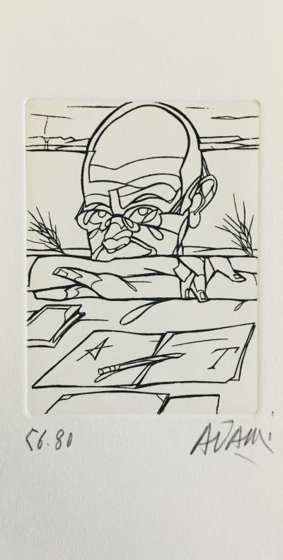Valerio ADAMI - Antonio Tabucchi, 2002 - Eau-forte originale signée 2