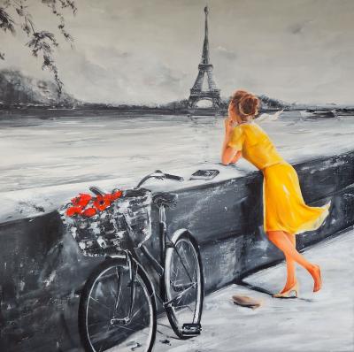 Marie-Laure SOUQ - Une pensée pour la Dame de fer, 2021 - Huile sur toile signée 2