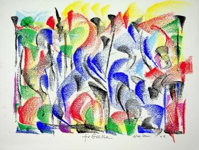Françoise GALLE : Forêt fauve - Pastel signé 2