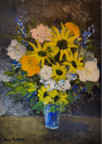 Marc Antoine REMON - Bouquet aux tournesols - Acrylique 2