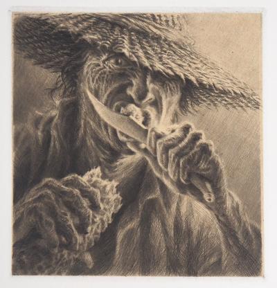 Jean Michel MATHIEUX-MARIE: Regard bestial - Gravure originale signée au crayon 2