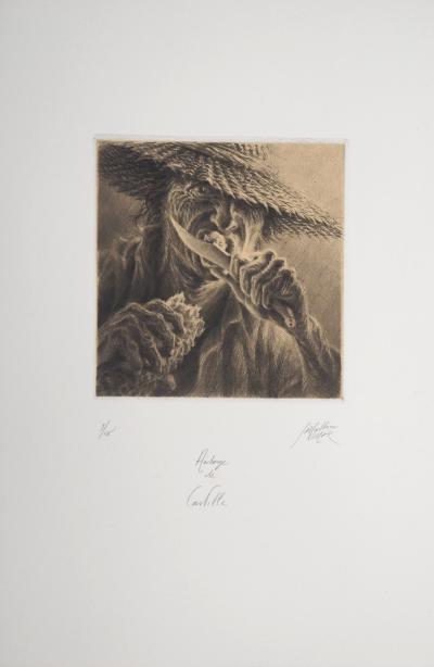 Jean Michel MATHIEUX-MARIE: Regard bestial - Gravure originale signée au crayon 2