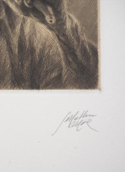 Jean Michel MATHIEUX-MARIE: Regard bestial - Gravure originale signée au crayon 2