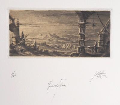 Jean Michel MATHIEUX-MARIE: Vue des arêtes surréalistes - Gravure originale signée au crayon 2