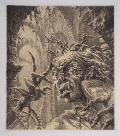 Jean Michel MATHIEUX-MARIE: Canèphore de cauchemar - Gravure originale signée au crayon 2