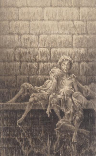 Jean Michel MATHIEUX-MARIE: Abri de nuit - Gravure originale signée au crayon 2