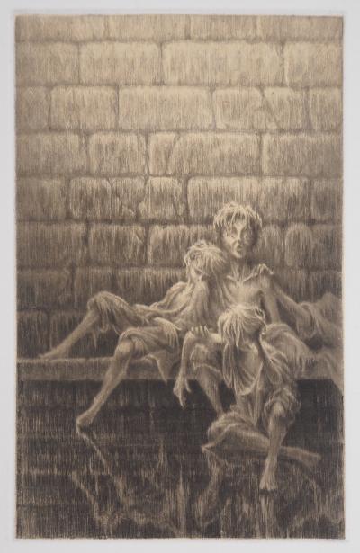 Jean Michel MATHIEUX-MARIE: Abri de nuit - Gravure originale signée au crayon 2