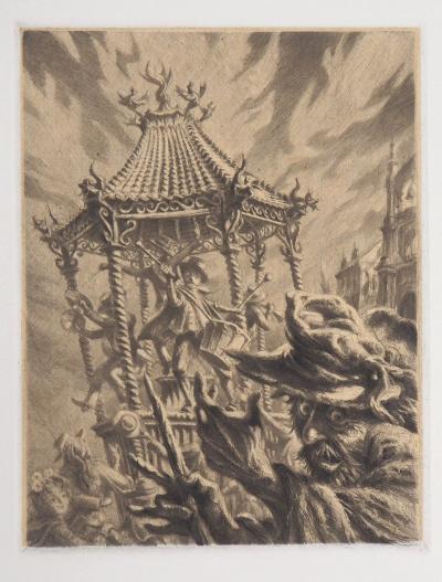 Jean Michel MATHIEUX-MARIE: Fête de dimanche - Gravure originale signée au crayon 2