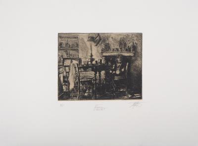 Jean Michel MATHIEUX-MARIE: En attendant le dîner - Gravure originale signée au crayon 2
