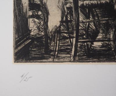 Jean Michel MATHIEUX-MARIE: En attendant le dîner - Gravure originale signée au crayon 2