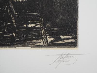Jean Michel MATHIEUX-MARIE: En attendant le dîner - Gravure originale signée au crayon 2