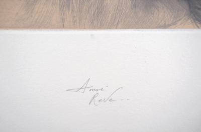 Jean Michel MATHIEUX-MARIE: Jeune fille en rêve - Gravure originale signée au crayon 2