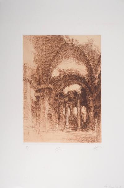 Jean Michel MATHIEUX-MARIE: Villa d’Hadrien - Gravure originale signée au crayon 2