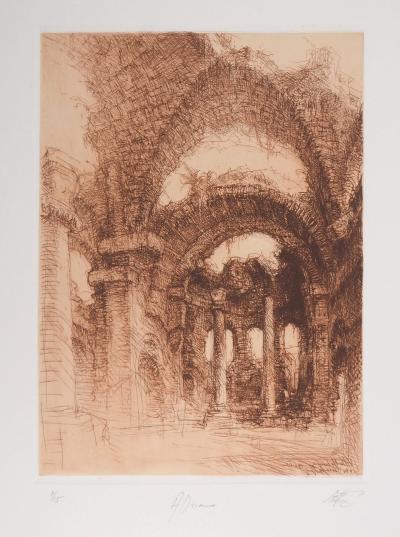 Jean Michel MATHIEUX-MARIE: Villa d’Hadrien - Gravure originale signée au crayon 2
