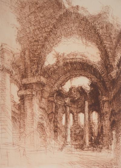 Jean Michel MATHIEUX-MARIE: Villa d’Hadrien - Gravure originale signée au crayon 2