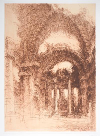 Jean Michel MATHIEUX-MARIE: Villa d’Hadrien - Gravure originale signée au crayon 2