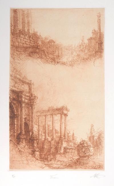 Jean Michel MATHIEUX-MARIE: Forum romain - Gravure originale signée au crayon 2