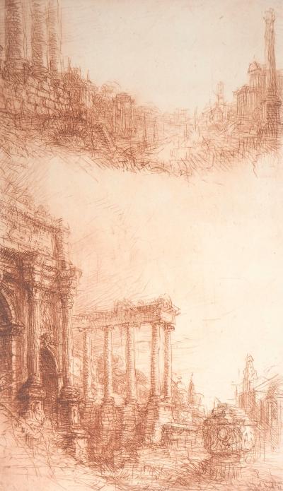 Jean Michel MATHIEUX-MARIE: Forum romain - Gravure originale signée au crayon 2