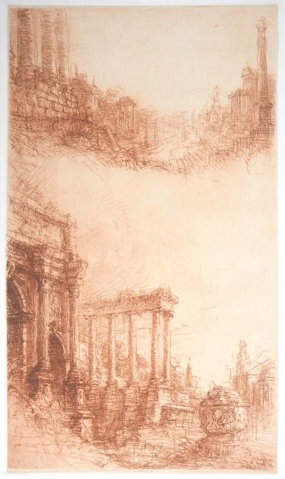 Jean Michel MATHIEUX-MARIE: Forum romain - Gravure originale signée au crayon 2