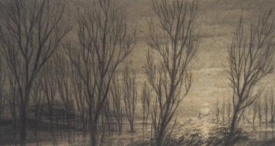 Jean Michel MATHIEUX-MARIE: Lac au crépuscule - Gravure originale signée au crayon 2