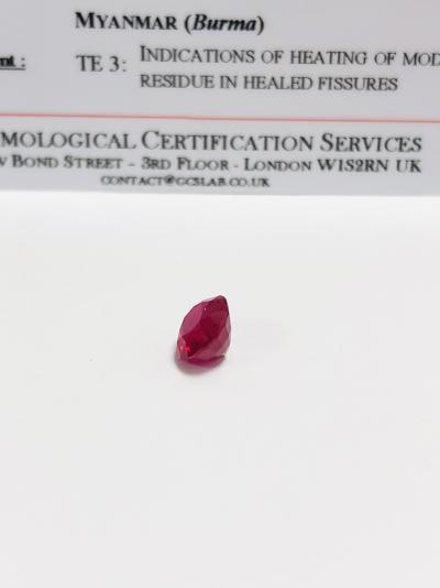 2.57ct Burmese ruby cushion cut,GCS certification 2