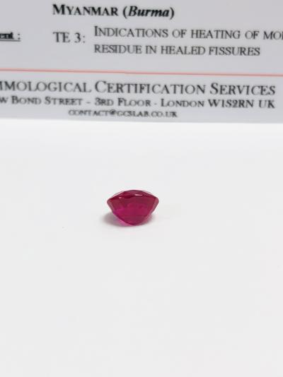 2.57ct Burmese ruby cushion cut,GCS certification 2