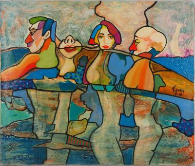Hassan Ertugrul Kahraman - Hommage à Cézanne : Les Baigneurs, 1990 - Huile sur toile signée 2