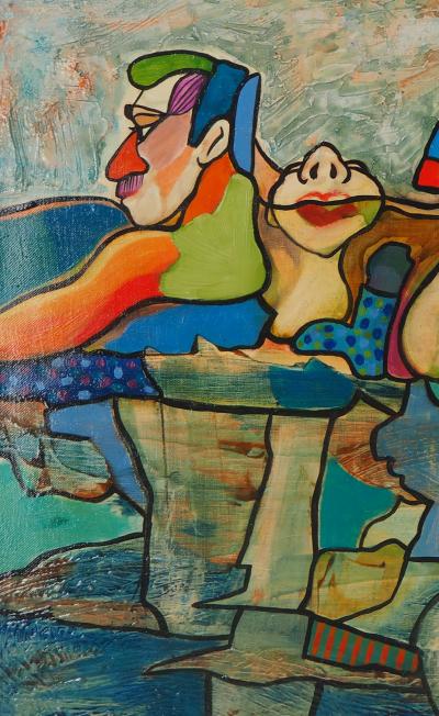 Hassan Ertugrul Kahraman - Hommage à Cézanne : Les Baigneurs, 1990 - Huile sur toile signée 2