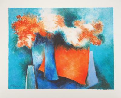 Claude GAVEAU : Bouquet de fleurs - Lithographie originale signée 2