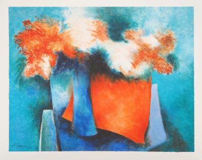 Claude GAVEAU : Bouquet de fleurs - Lithographie originale signée 2
