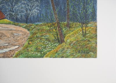 Per JULIUS : Petite maison à la vue des montagnes - Lithographie originale signée 2