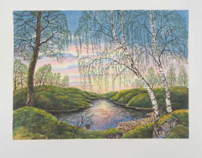 Per JULIUS : Estuaire à l’aube - Lithographie originale signée 2