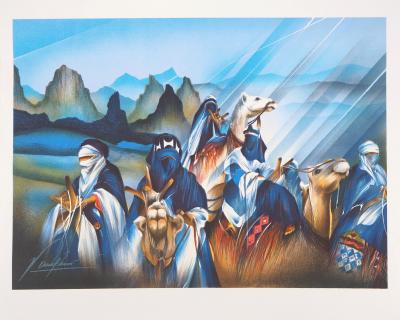 Raymond POULET : Les Voyageurs dans le désert - Lithographie originale signée 2